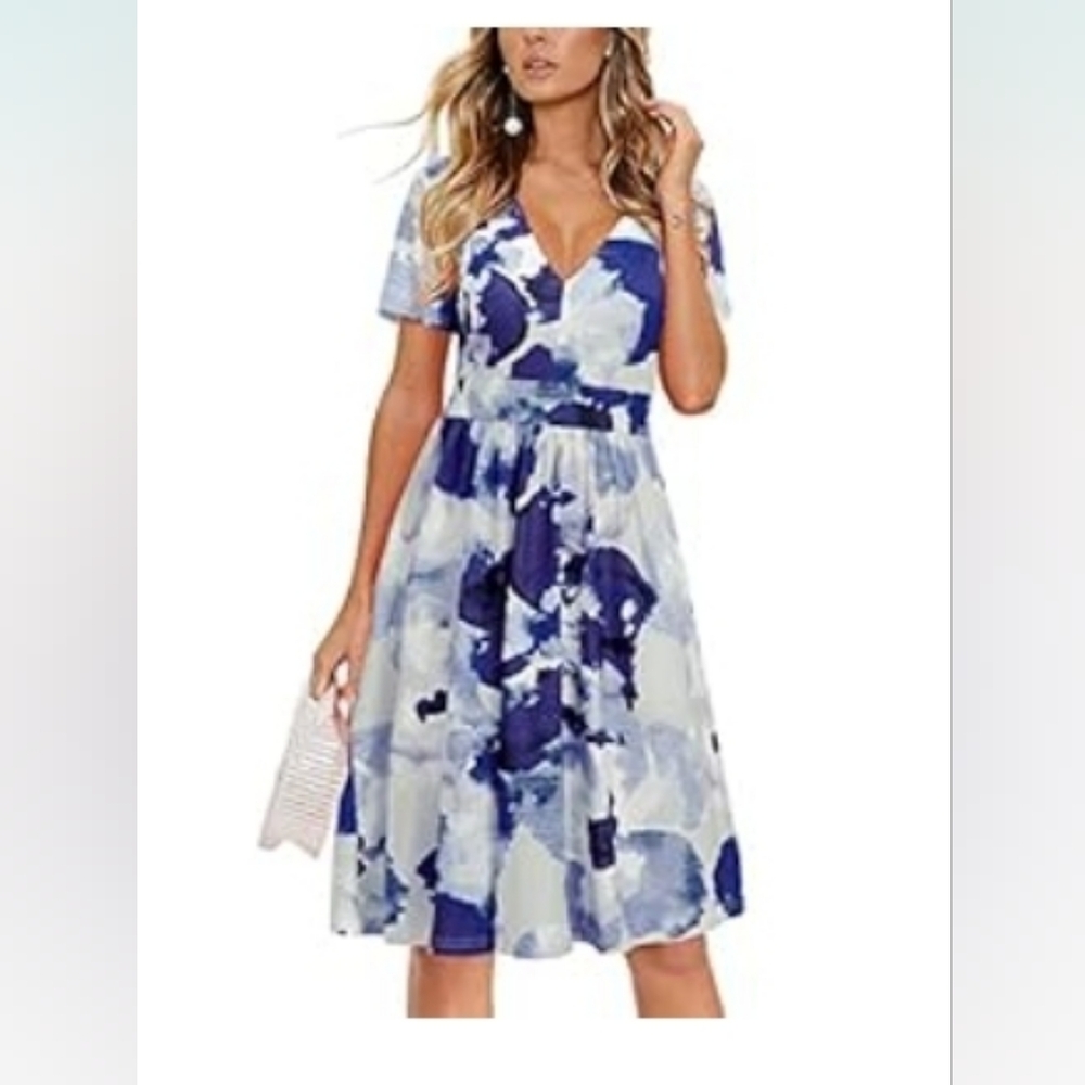 Blue and White Women's Dress